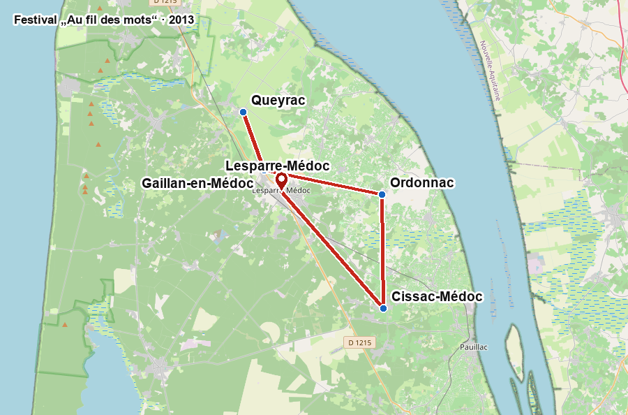 Lieux du festival Au fil des mots 2013 de Queyrac à Lesparre-Médoc