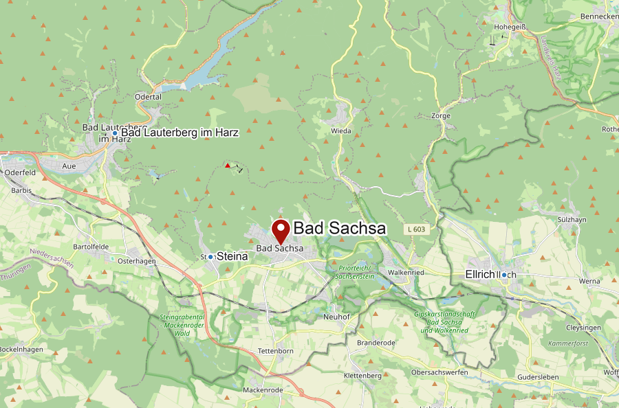 Karte von Bad Sachsa und dem südlichen Harz