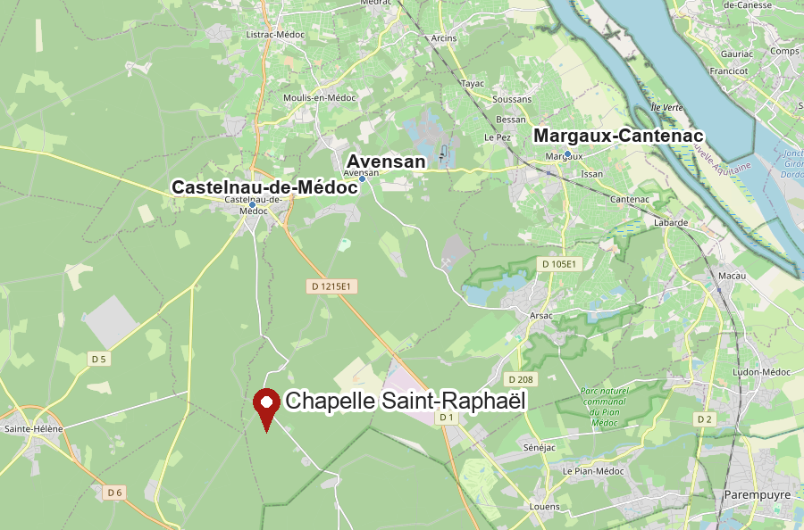 Carte de la chapelle Saint-Raphaël d’Avensan