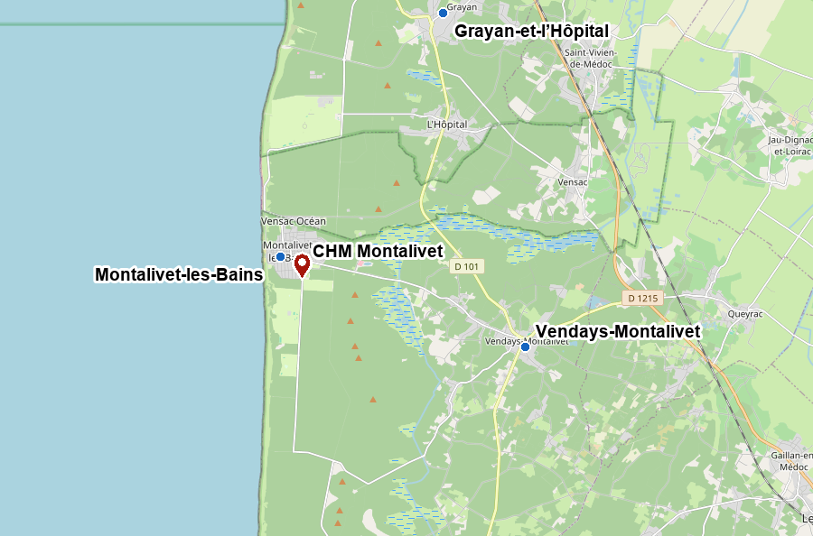 Karte des Centre Hélio-Marin de Montalivet an der Atlantikküste