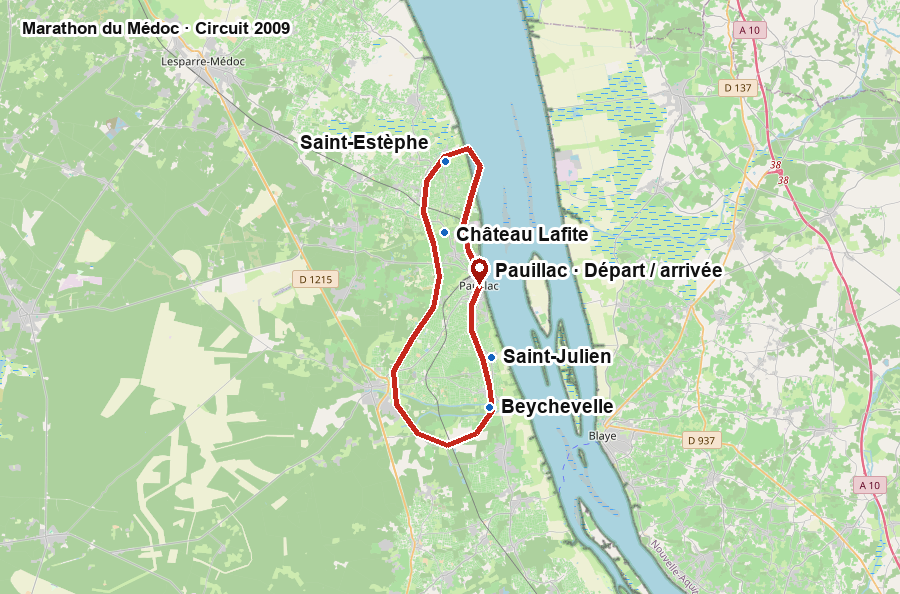 Carte du Marathon du Médoc