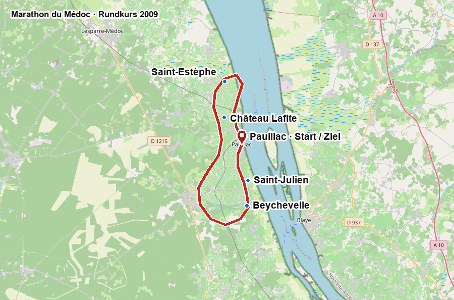 Karte des Médoc-Marathons