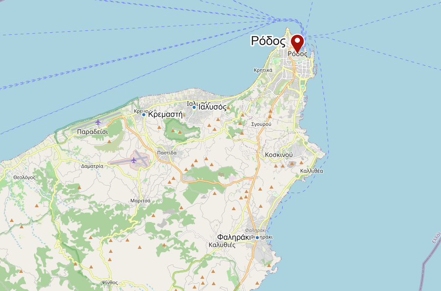 Carte du voyage du Médoc à Rhodes