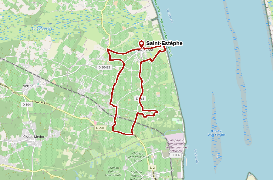 Carte de la randonnée à Saint-Estèphe