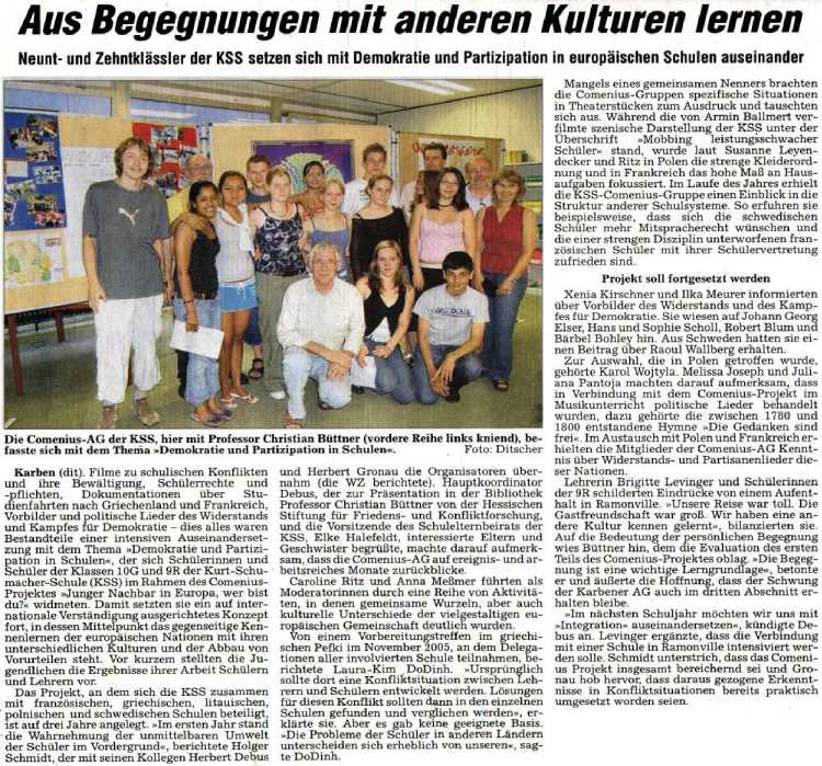 Pressebericht über das Comenius-Programm